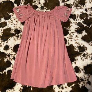 Rose pink off the shoulder floral dress